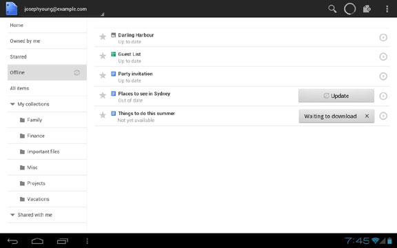 Google Docs Androidon offline