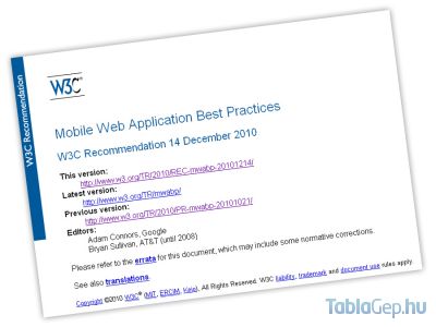 W3C mobil web alkalmazás ajánlás